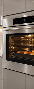 White kitchen chimney and stove