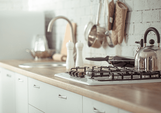 Modern kitchen with gas hob